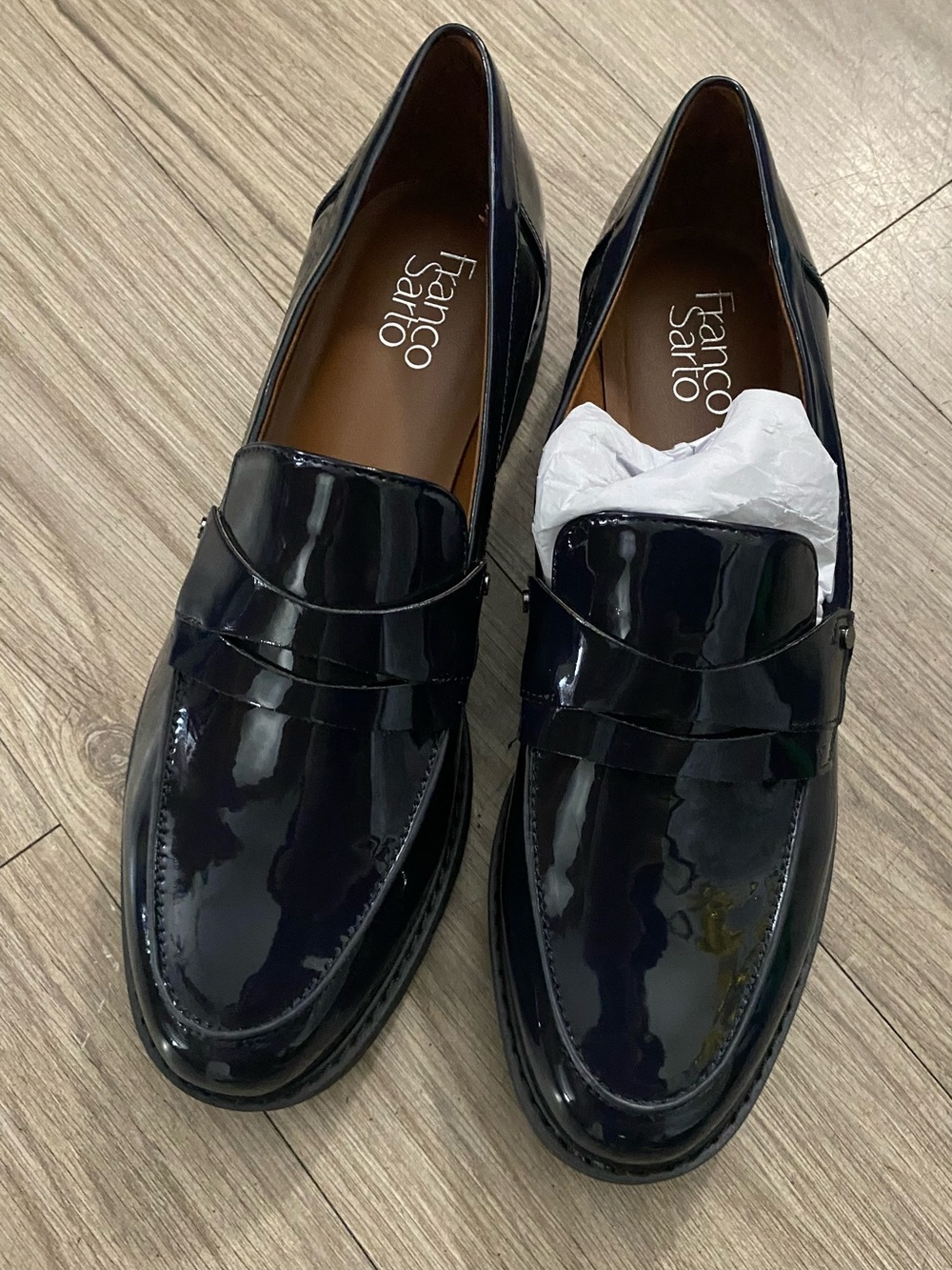 Franco Sarto Cassandra Navy Patent Faux Leather Loafers - Picture 13 of 13